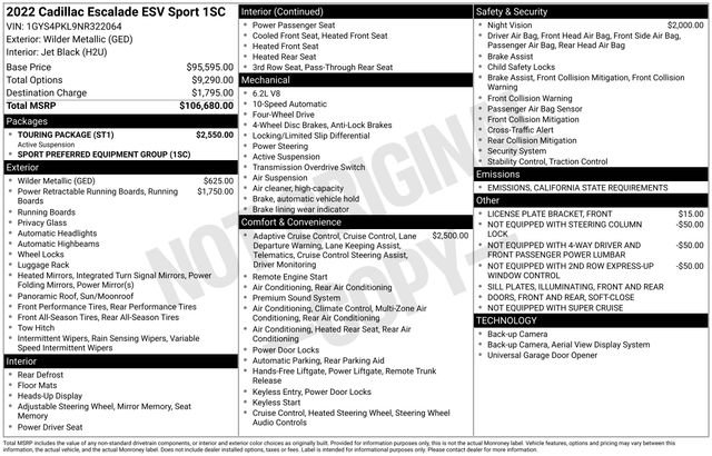 Used 2022 Cadillac Escalade ESV Sport w/ Touring Package image 35