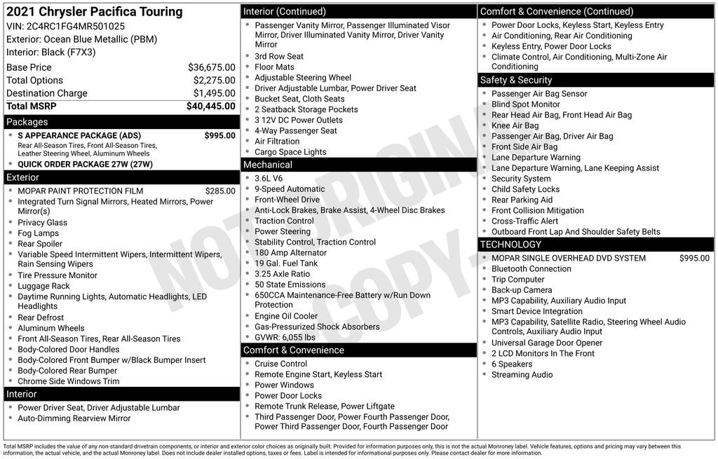 Used 2021 Chrysler Pacifica Touring w/ S Appearance Package FWD image 12
