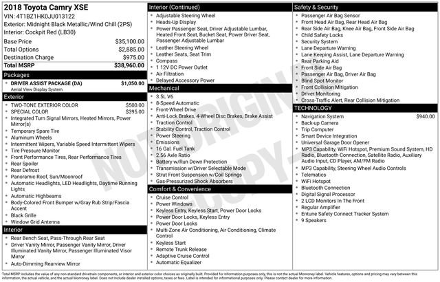 Used 2018 Toyota Camry XSE w/ Driver Assist Package FWD image 3