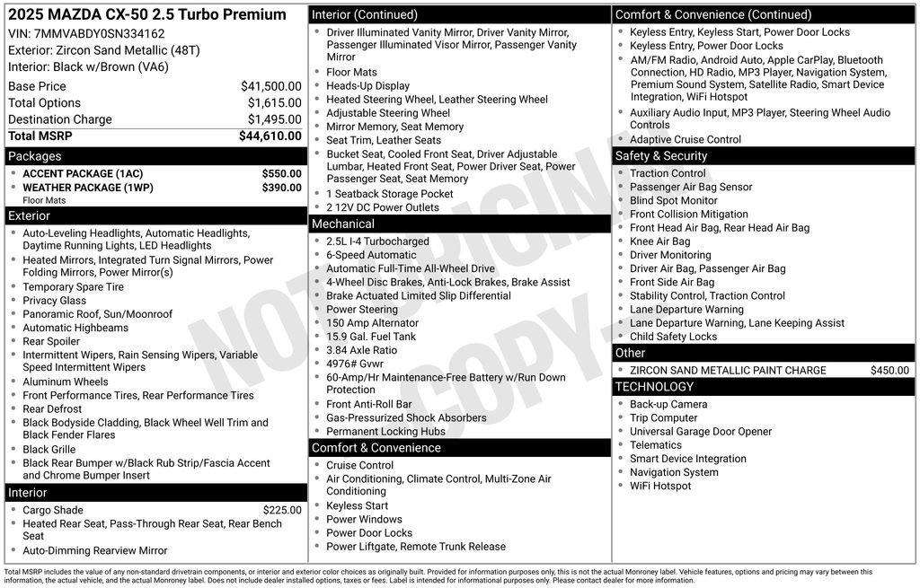 New 2025 MAZDA CX-50 AWD 2.5 Turbo w/ Accent Package image 32