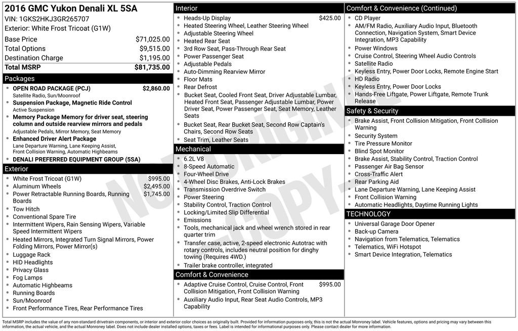 Used 2016 GMC Yukon XL Denali w/ Open Road Package AWD/4WD image 21