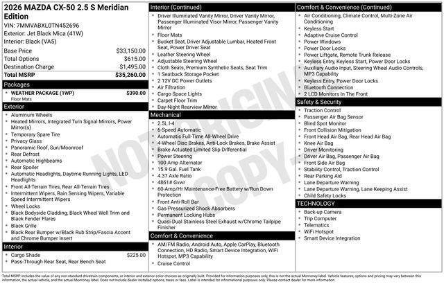 Certified 2026 MAZDA CX-50 Meridian Edition w/ Weather Package AWD/4WD image 32