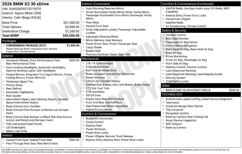 New 2026 BMW X3 xDrive30i w/ Convenience Package AWD/4WD image 29
