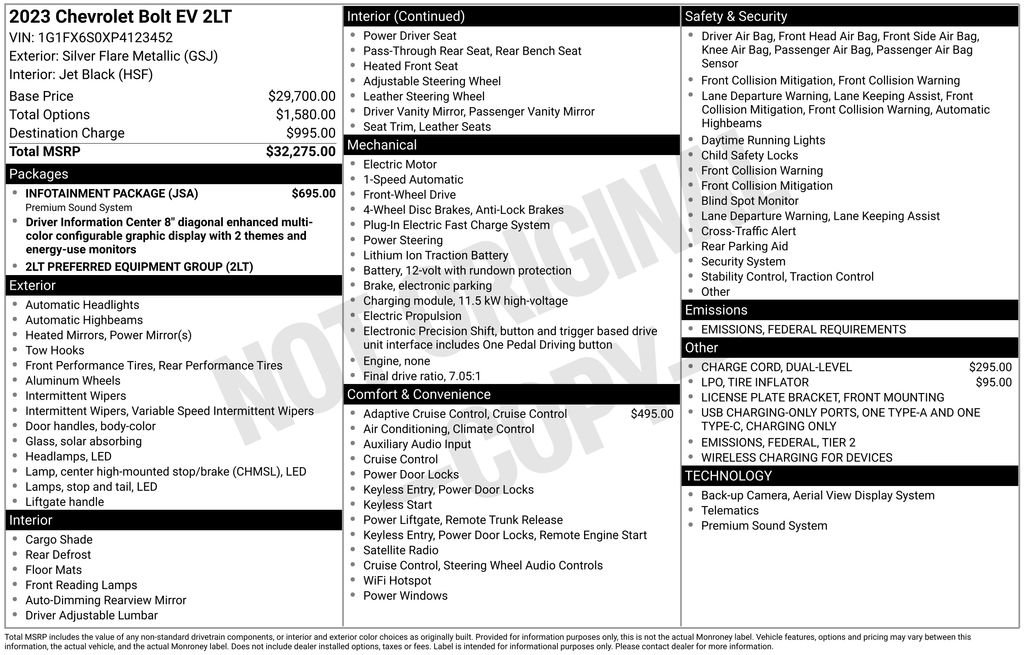 Used 2023 Chevrolet Bolt LT w/ Infotainment Package image 39