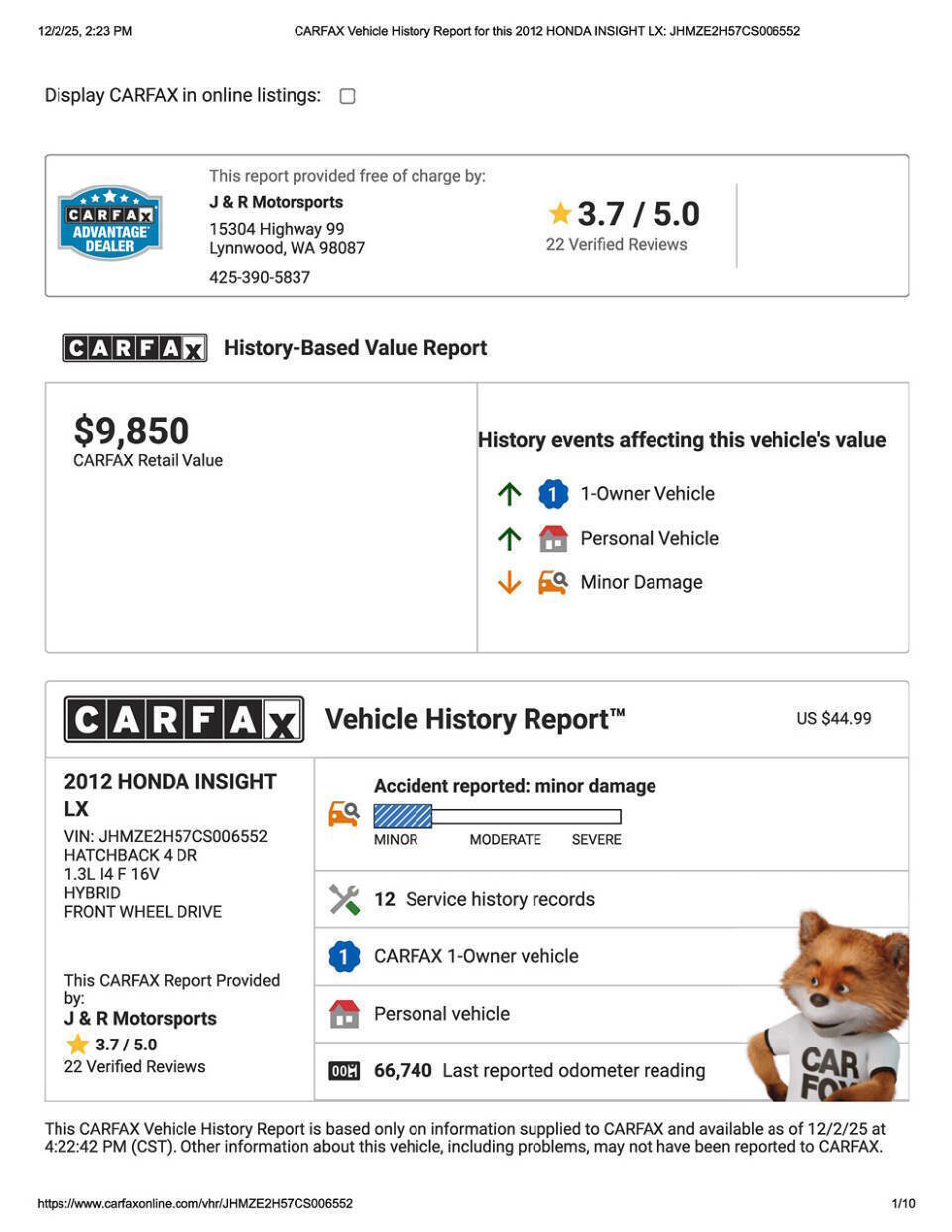 Used 2012 Honda Insight LX image 26