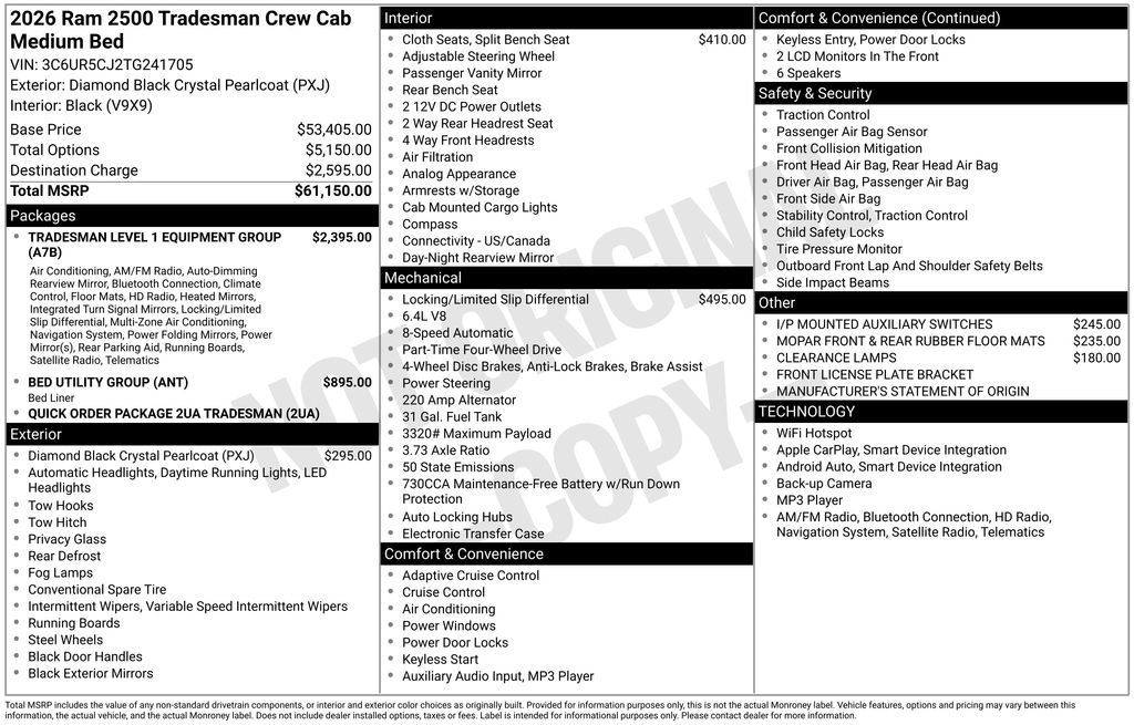 New 2026 RAM 2500 Tradesman AWD/4WD image 6