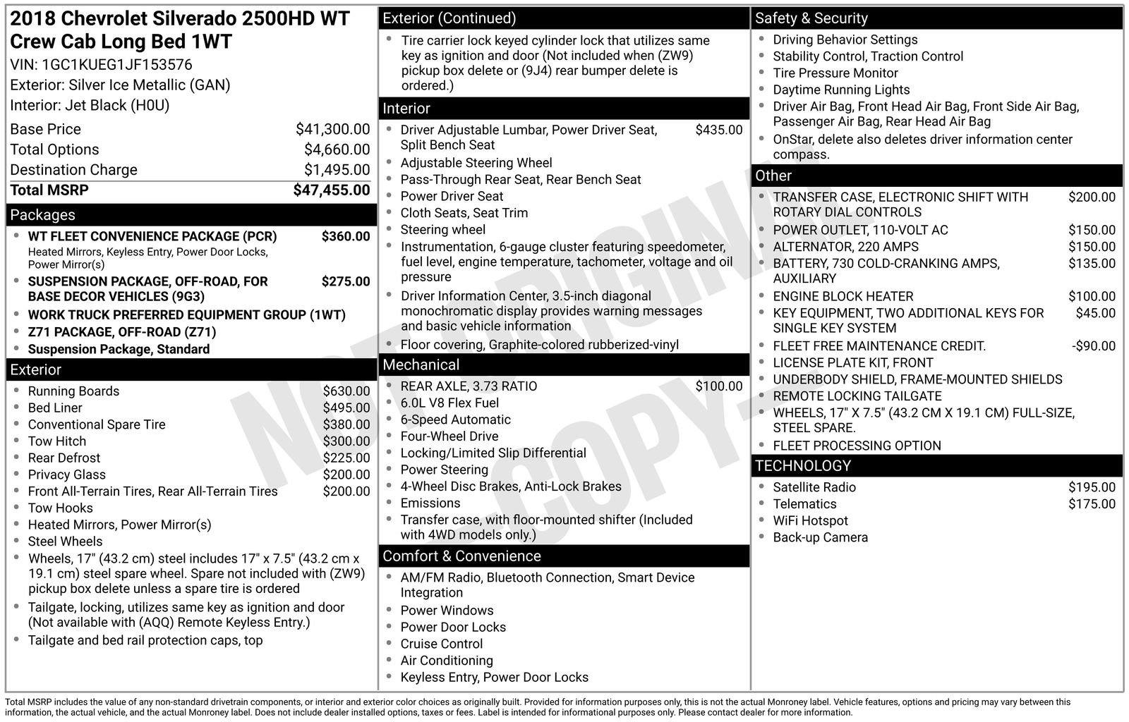 Used 2018 Chevrolet Silverado 2500 W/T w/ WT Fleet Convenience Package AWD/4WD image 4