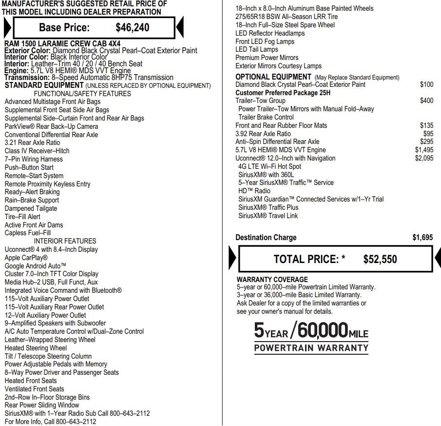 Used 2020 RAM 1500 Laramie w/ Trailer Tow Group AWD/4WD image 2