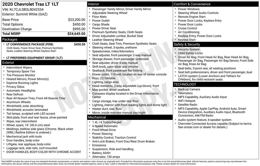 Used 2020 Chevrolet Trax LT w/ LT Convenience Package FWD image 6