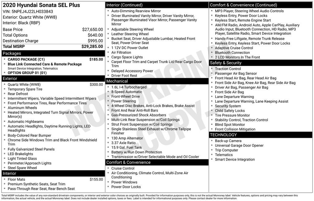 Used 2020 Hyundai Sonata SEL Plus w/ Cargo Package image 29