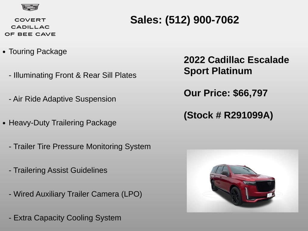 Used 2022 Cadillac Escalade Sport Platinum w/ Heavy-Duty Trailer Package image 30