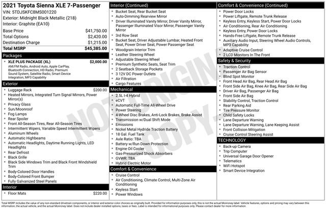 Used 2021 Toyota Sienna XLE w/ XLE Plus Package AWD/4WD image 31