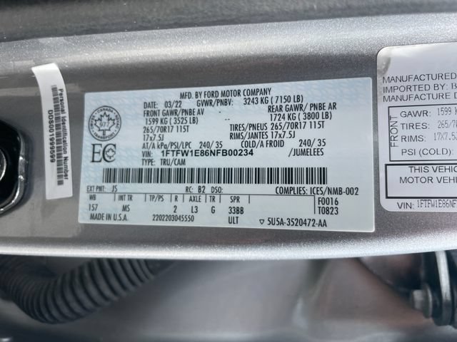 Used 2022 Ford F150 XLT w/ FX4 Off-Road Package AWD/4WD image 31