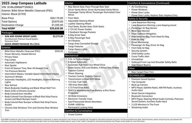 Used 2023 Jeep Compass Latitude w/ Sun and Sound Group AWD/4WD image 21