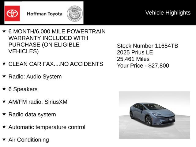 Certified 2025 Toyota Prius LE FWD image 5