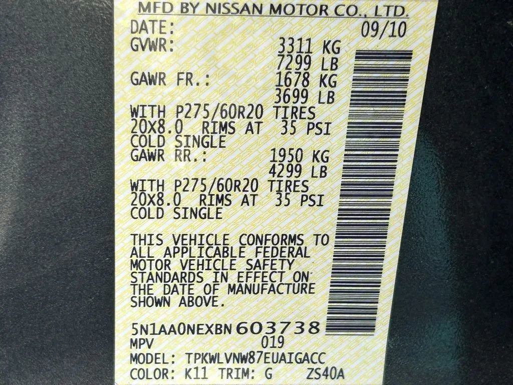 Used 2011 Nissan Armada Platinum w/ 2nd Row Captain Seat Pkg image 27