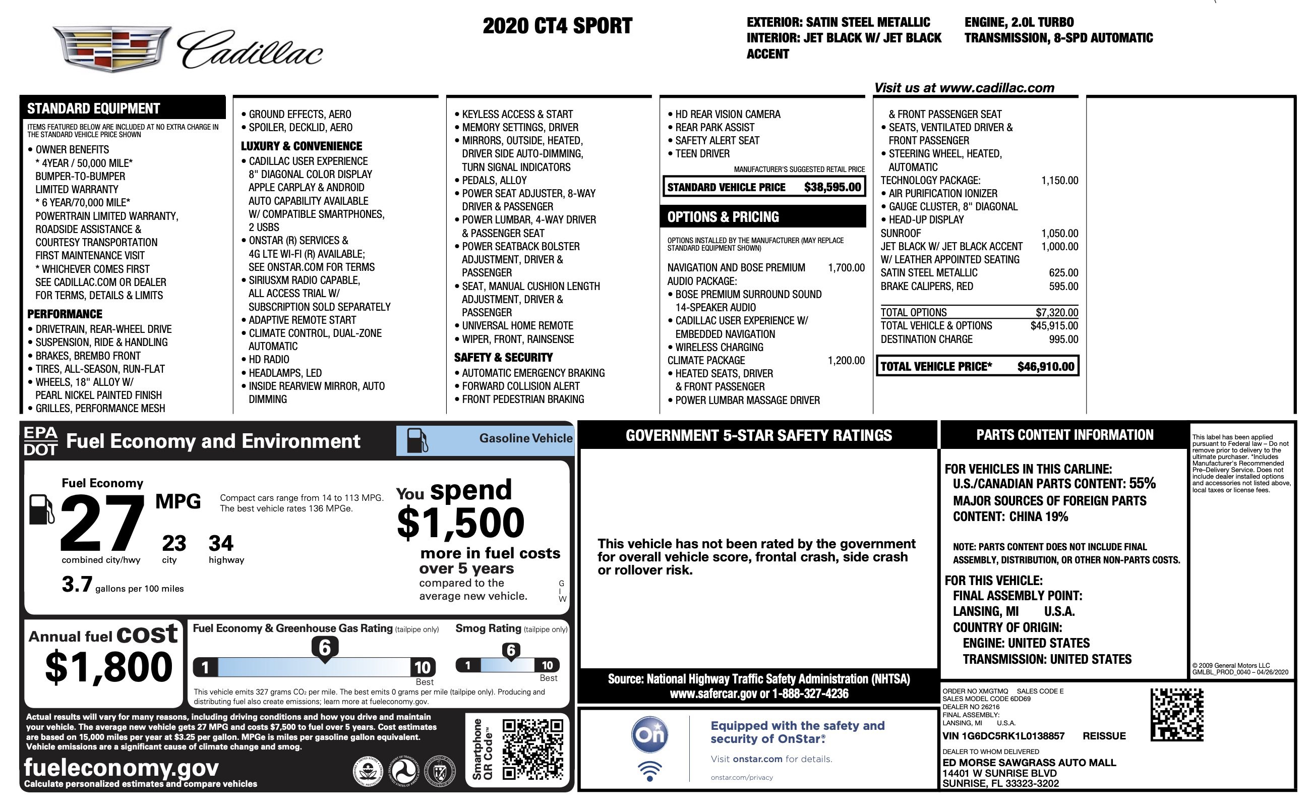 Used 2020 Cadillac CT4 Sport image 2