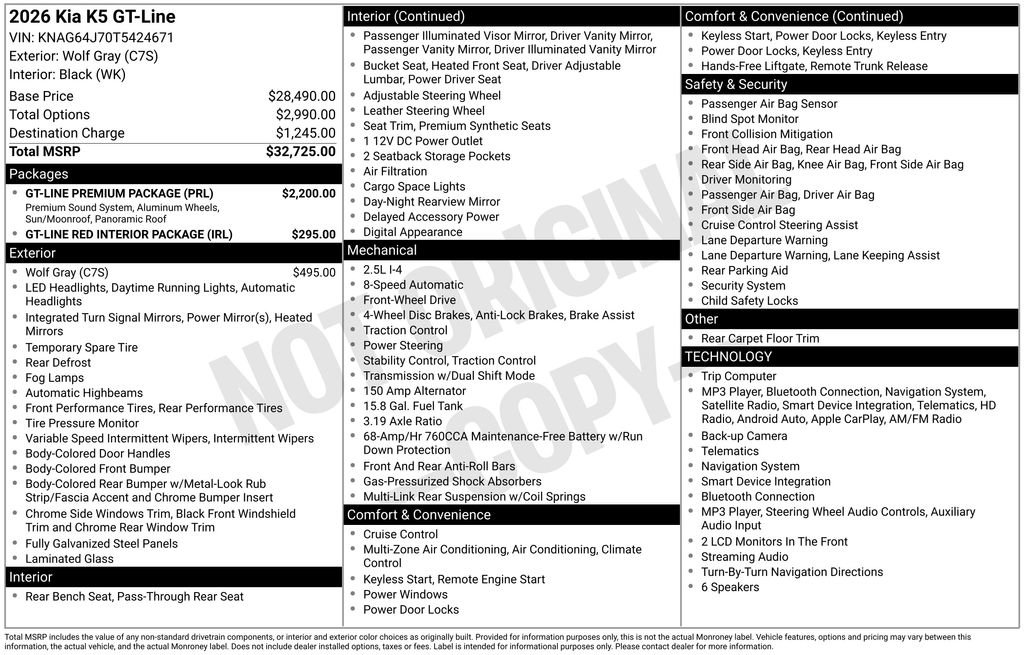 Used 2026 Kia K5 GT-Line w/ GT-Line Premium Package FWD image 25