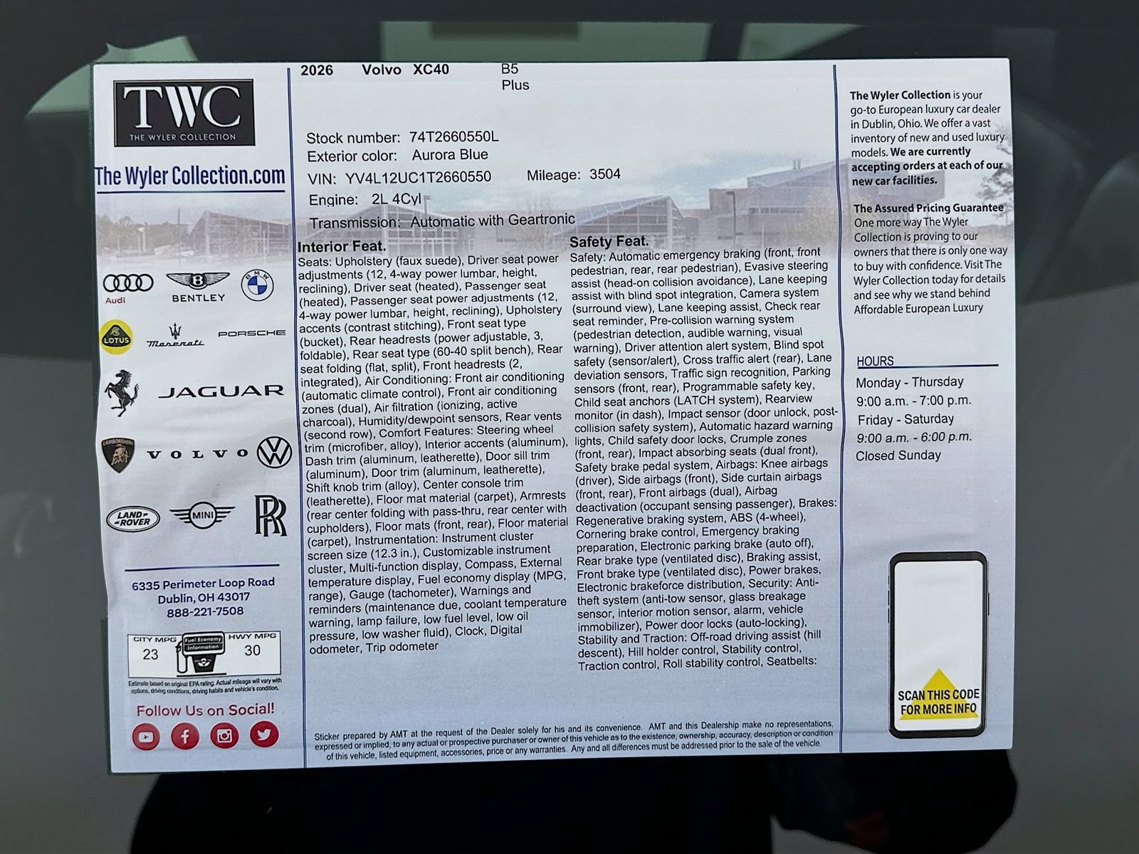 Used 2026 Volvo XC40 B5 Plus w/ Protection Package Premier AWD/4WD image 51