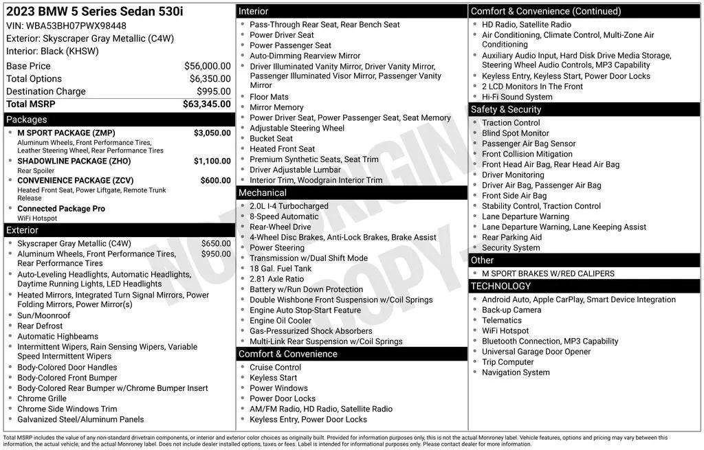 Used 2023 BMW 530i w/ M Sport Package RWD image 40
