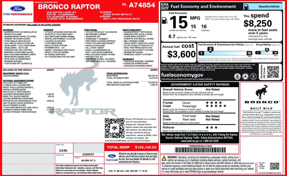 Used 2024 Ford Bronco Raptor AWD/4WD image 40
