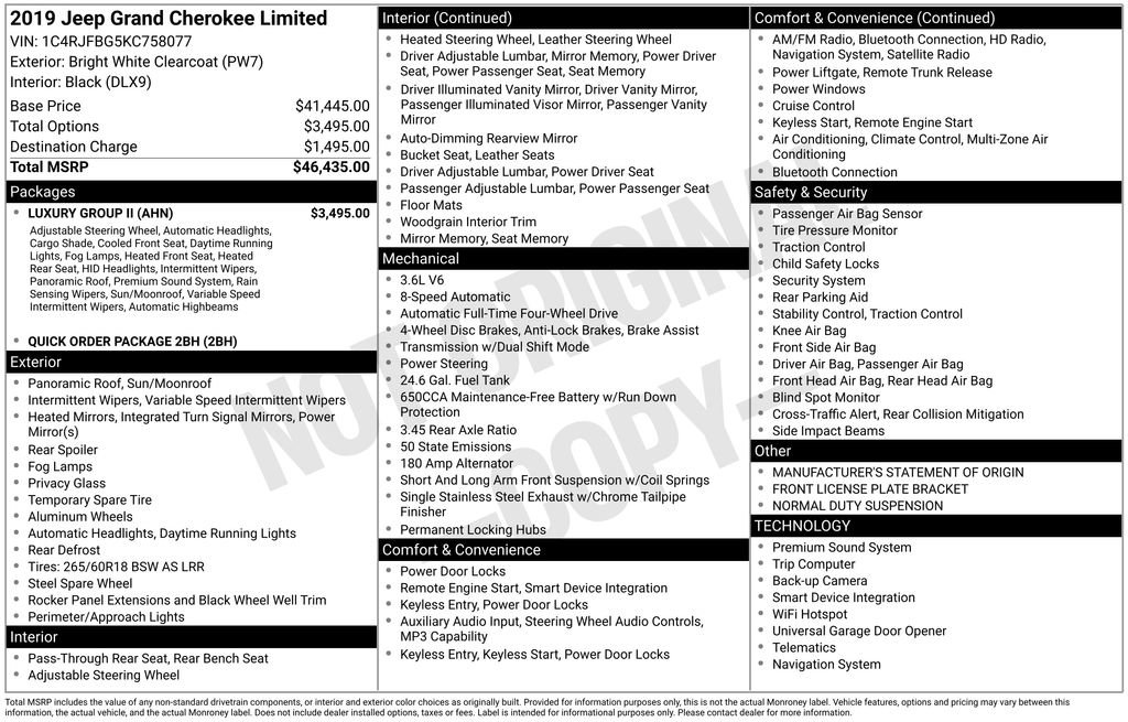 Certified 2019 Jeep Grand Cherokee Limited w/ Luxury Group II image 7