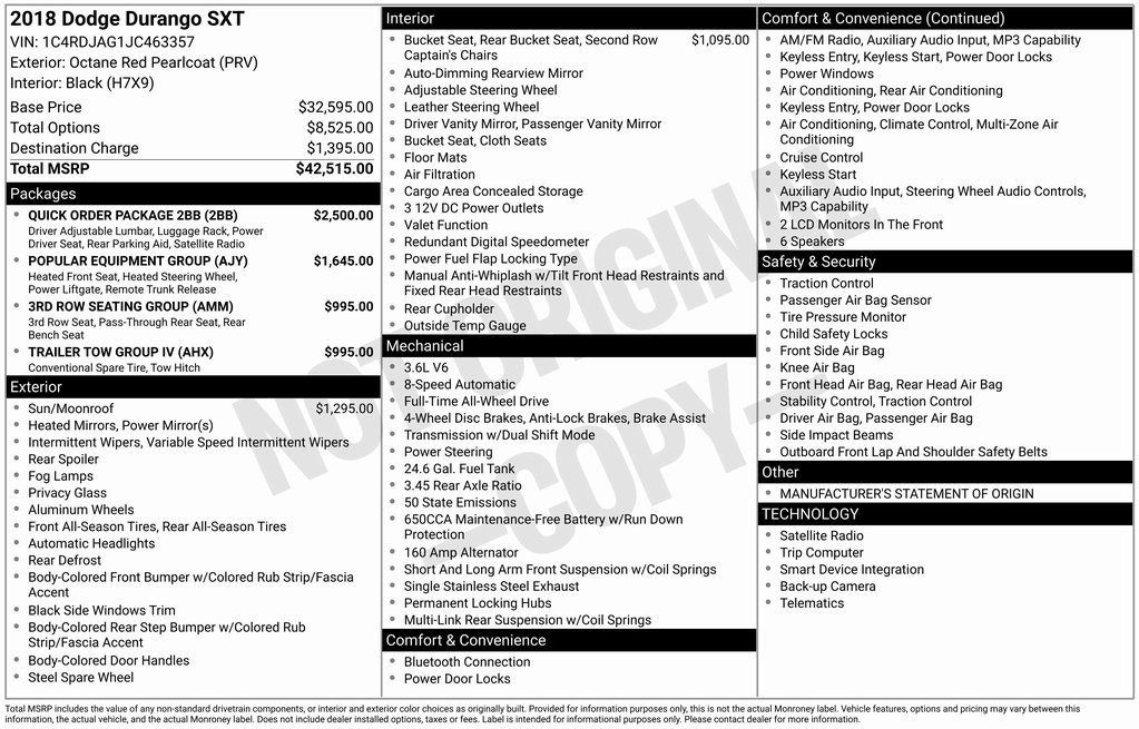 Used 2018 Dodge Durango SXT w/ Quick Order Package 2BB image 2