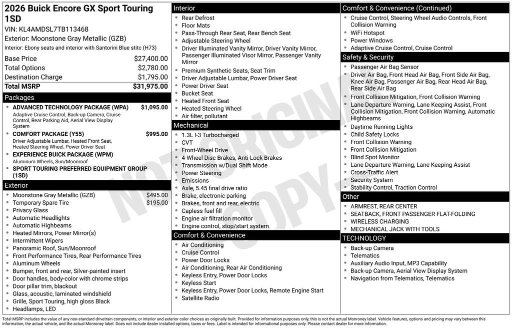 New 2026 Buick Encore GX Sport Touring w/ Advanced Technology Package