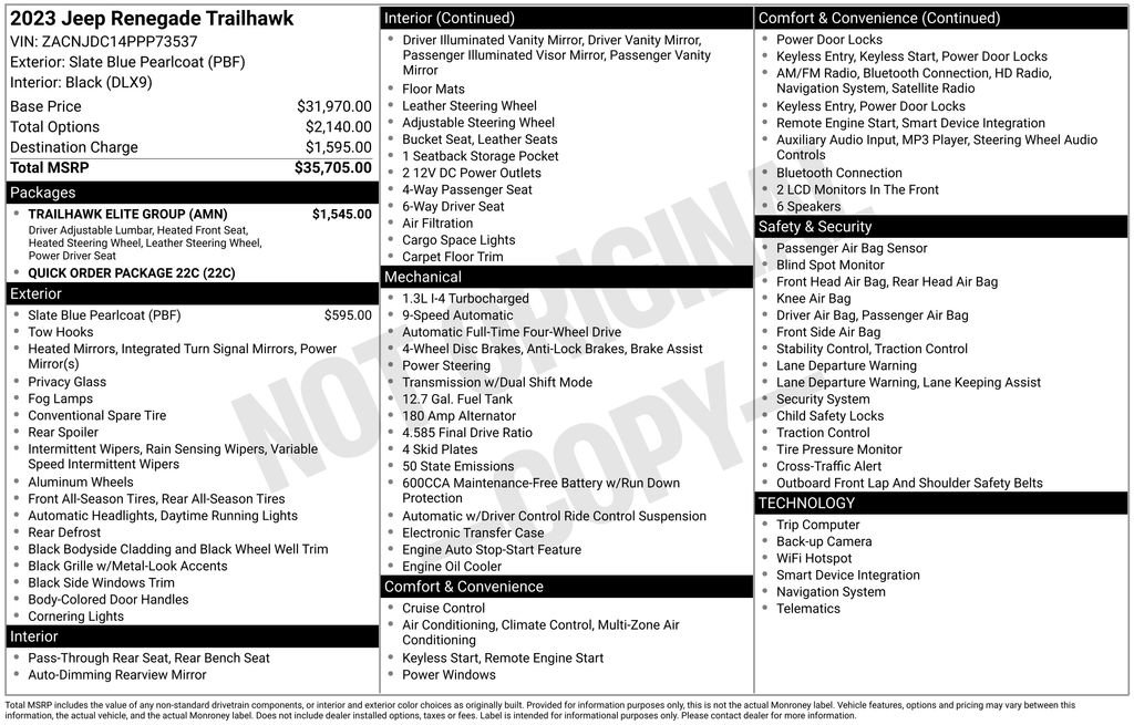 Used 2023 Jeep Renegade Trailhawk w/ Trailhawk Elite Group AWD/4WD image 11