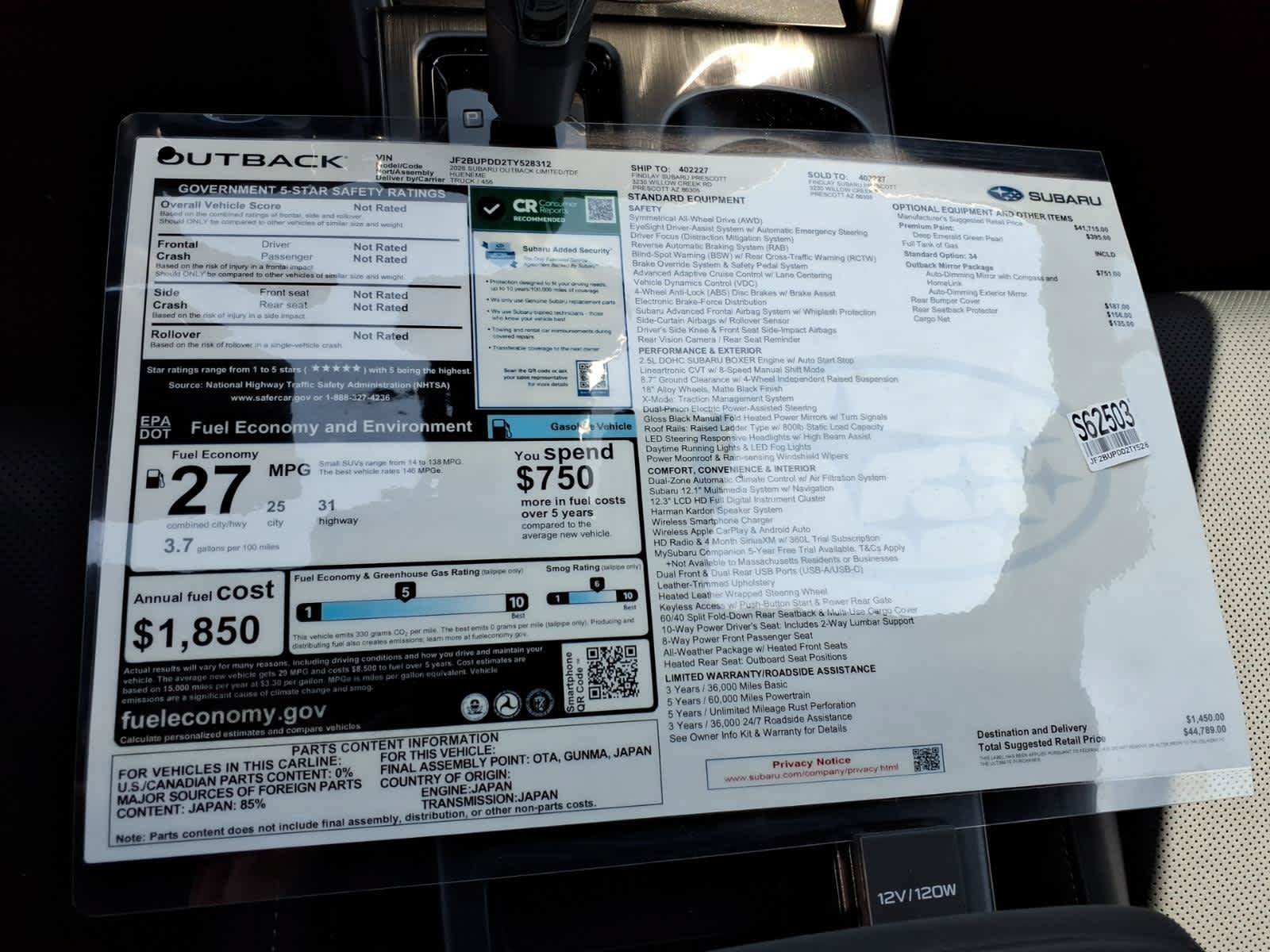 New 2026 Subaru Outback Limited AWD/4WD image 40