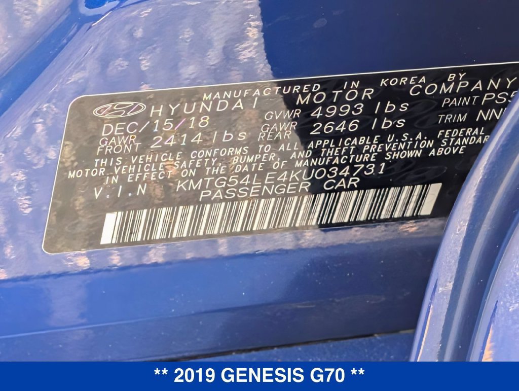Used 2019 Genesis G70 3.3T Advanced AWD/4WD image 35