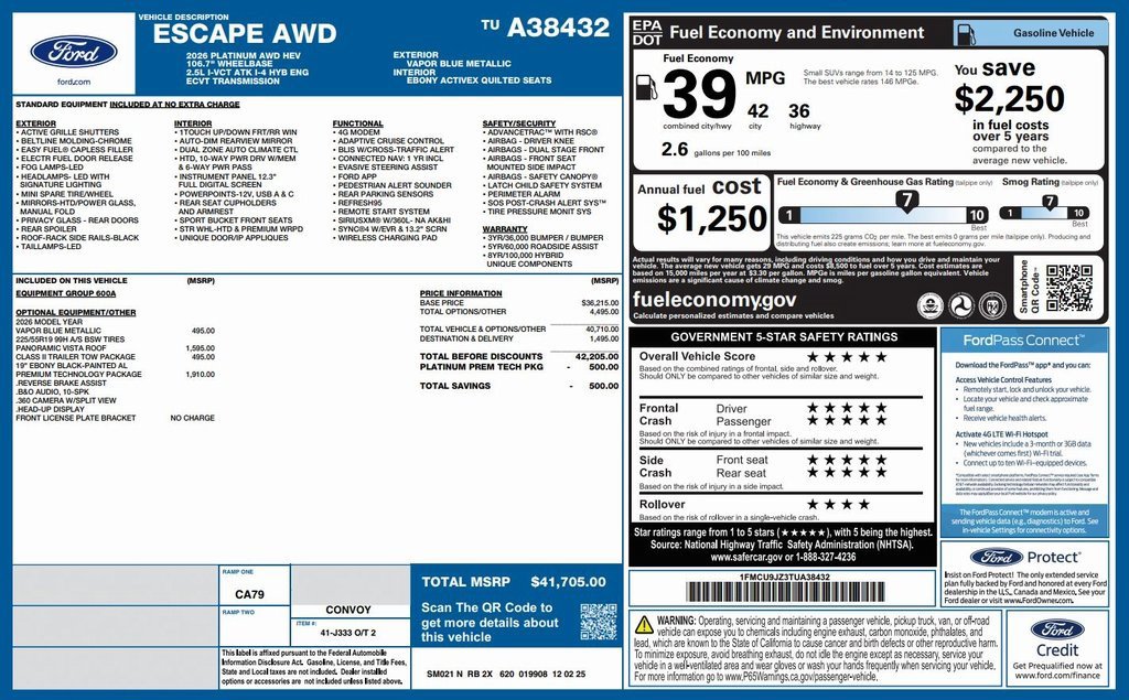 New 2026 Ford Escape Platinum w/ Premium Technology Package image 2