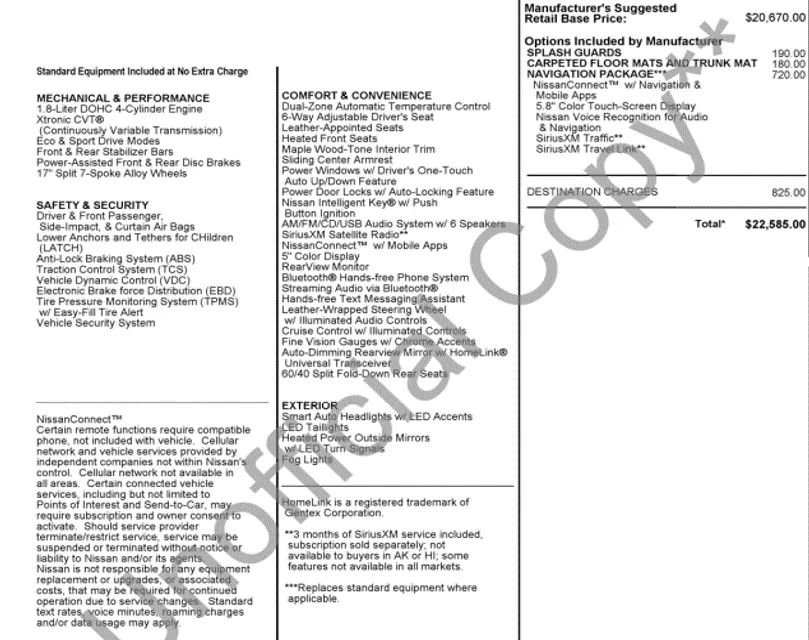 Used 2015 Nissan Sentra SL w/ Navigation Package image 2