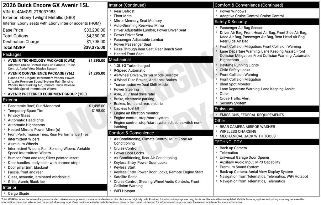 New 2026 Buick Encore GX Avenir w/ Avenir Technology Package image 42