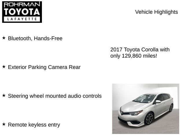 Used 2017 Toyota Corolla iM w/ All-Weather Mat Package FWD image 7