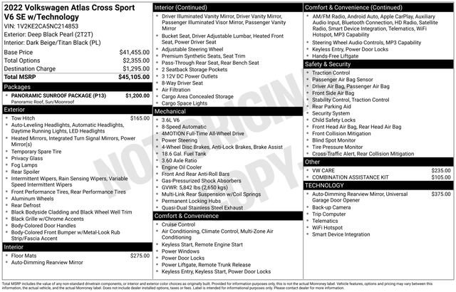 Used 2022 Volkswagen Atlas Cross Sport SE w/ Panoramic Sunroof Package image 9