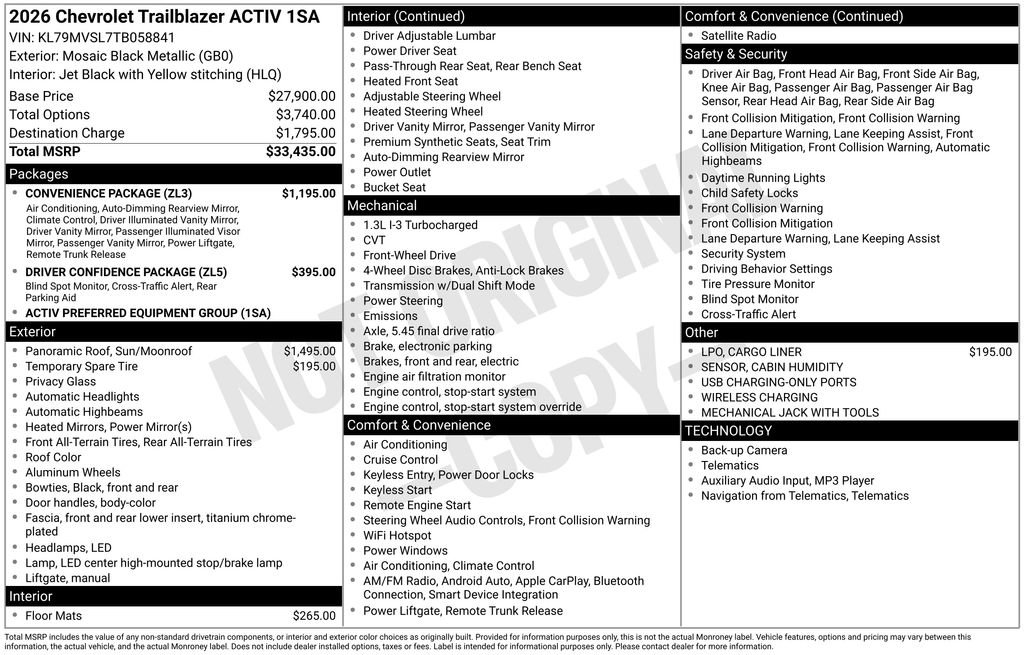 New 2026 Chevrolet TrailBlazer ACTIV w/ Convenience Package image 25