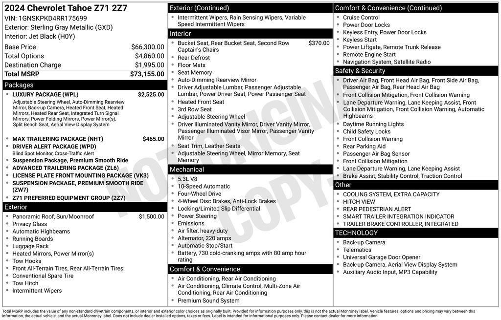 Used 2024 Chevrolet Tahoe Z71 w/ Luxury Package AWD/4WD image 4