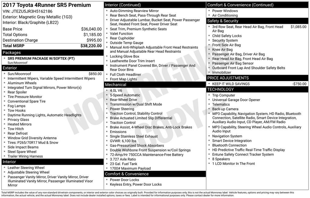 Used 2017 Toyota 4Runner SR5 Premium RWD image 2