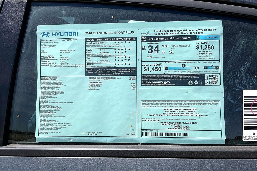 New 2026 Hyundai Elantra SEL Sport FWD image 30