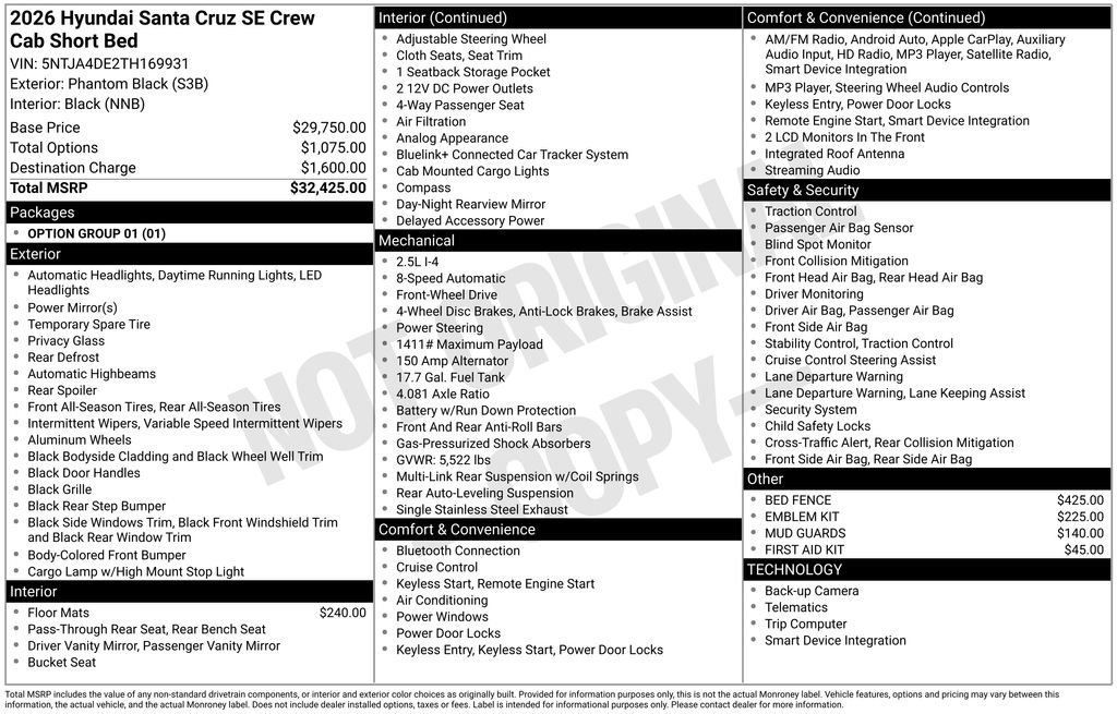 New 2026 Hyundai Santa Cruz SE image 4