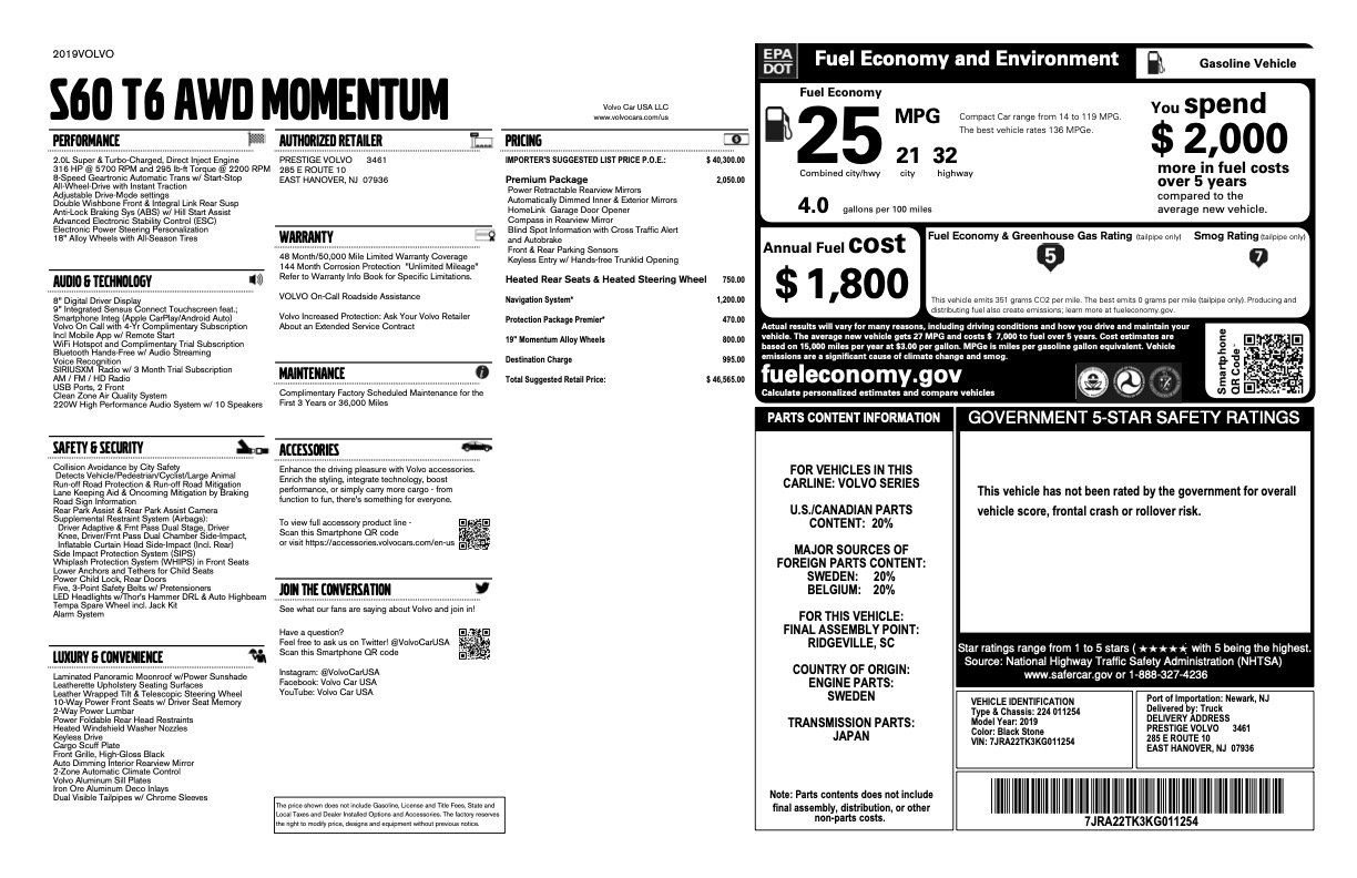 Used 2019 Volvo S60 T6 Momentum image 2