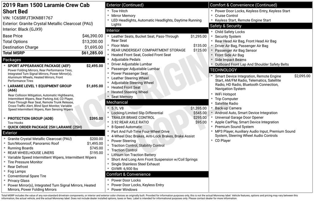 Used 2019 RAM 1500 Laramie w/ Sport Appearance Package AWD/4WD image 43
