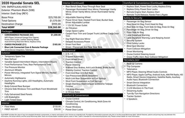 Used 2020 Hyundai Sonata SEL w/ Convenience Package FWD image 2
