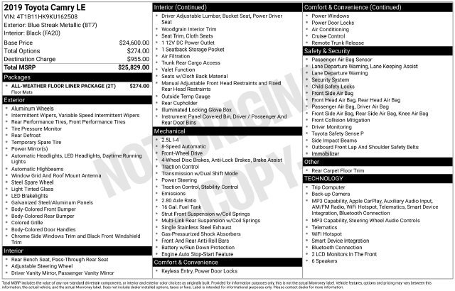 Certified 2019 Toyota Camry LE FWD image 23