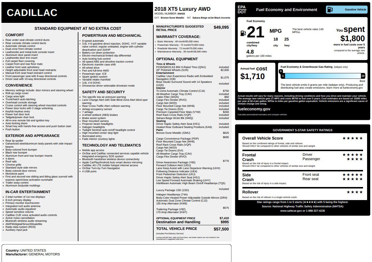 Used 2018 Cadillac XT5 Luxury w/ Driver Awareness Package image 19