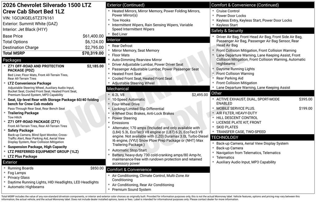 New 2026 Chevrolet Silverado 1500 LTZ AWD/4WD image 16
