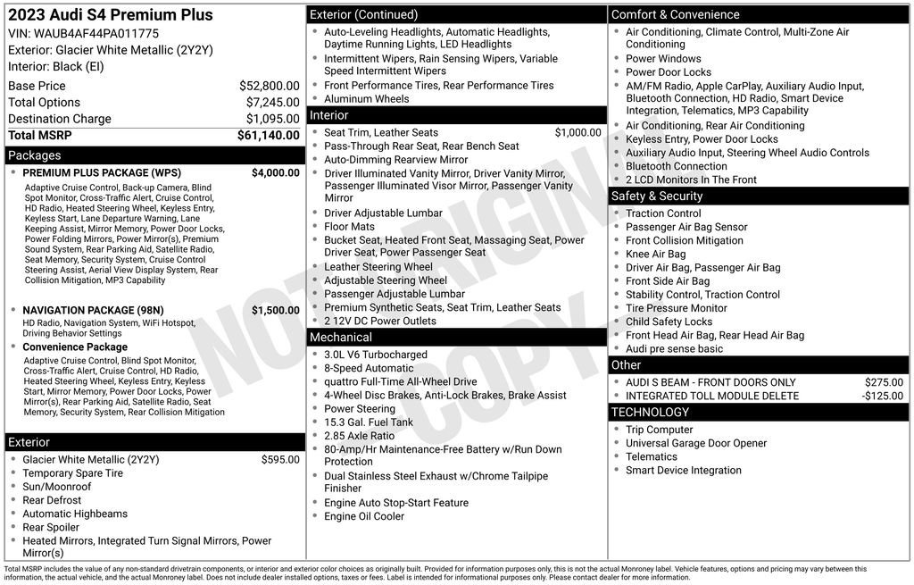 Used 2023 Audi S4 Premium Plus w/ Premium Plus Package image 2