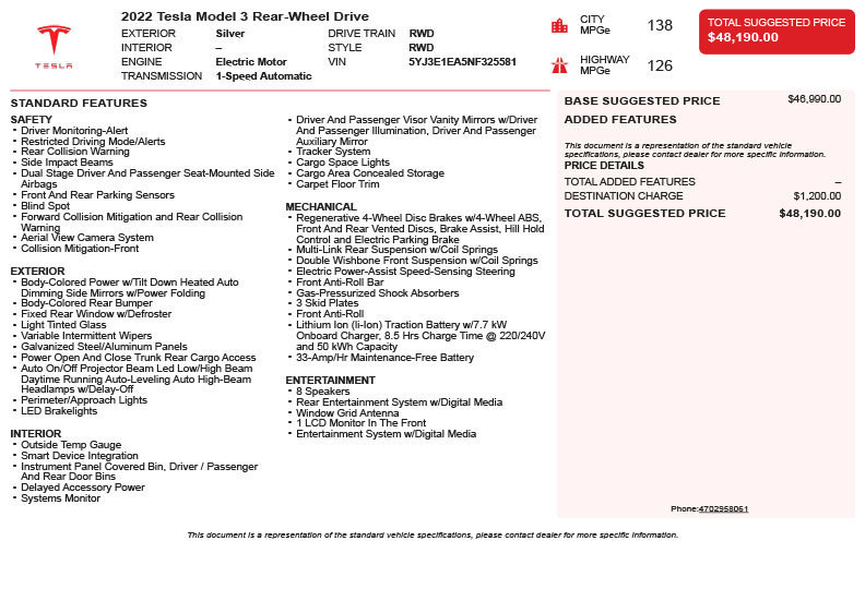 Used 2022 Tesla Model 3 Standard Range RWD image 3