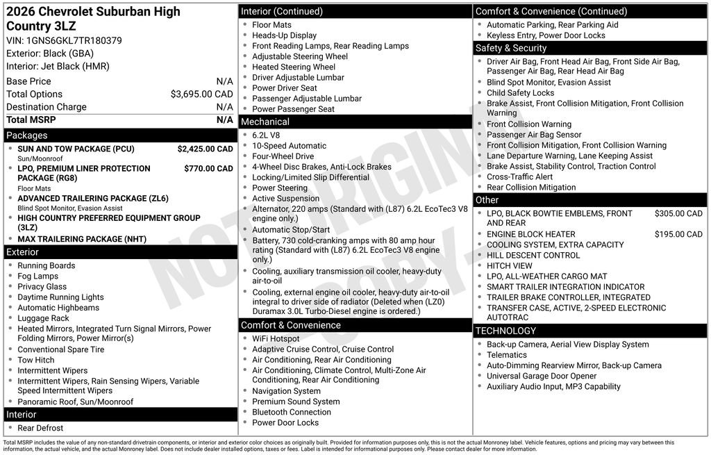 Used 2026 Chevrolet Suburban High Country w/ Sun And Tow Package AWD/4WD image 33